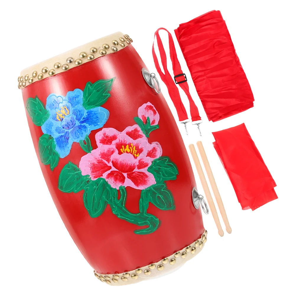 

1 Set Wooden Waist Drum Percussion Instrument For Performance Traditional Hand Drum Kit Sturdy Drumsticks Included Adult Music