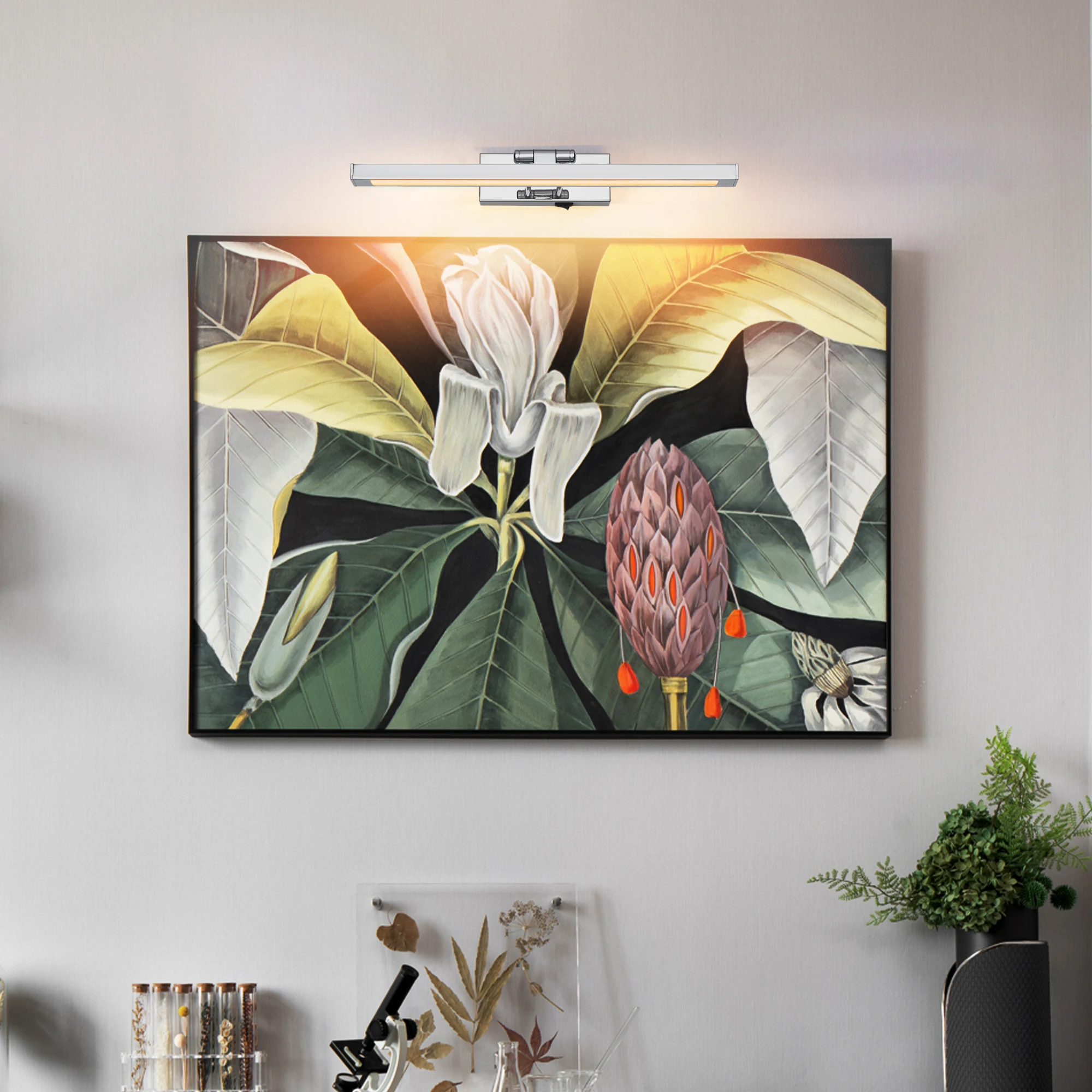 

Silver Rechargeable LED Picture Wall Light, 180° Rotatable + Remote Control Dimmable & Color-adjustable Wall Ambient Fill Light