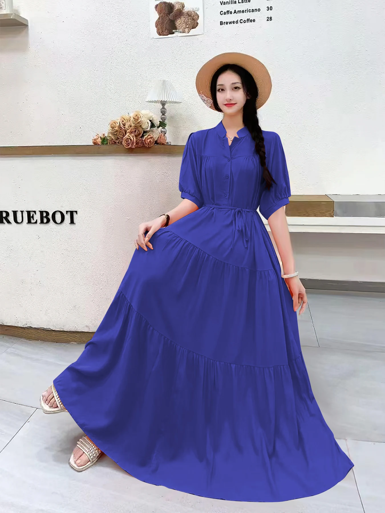

Women's 3-Button Short Sleeve Dress