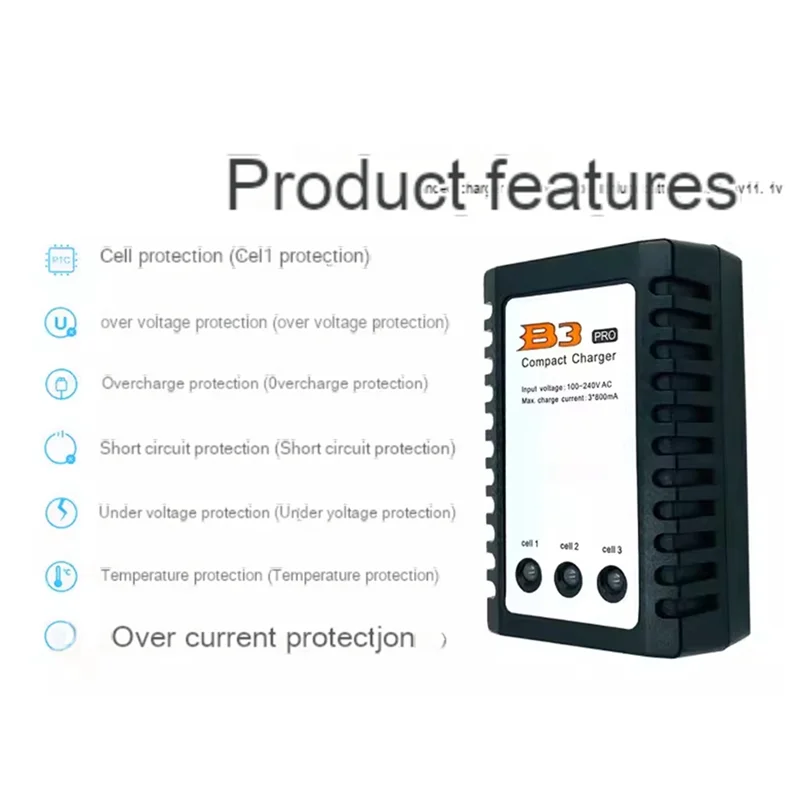 B3 Balanced Charger Model Aircraft Lithium Battery 2S3S7.4V11.1V Model Aircraft Remote Control Car Charger, Easy To Use US-Plug