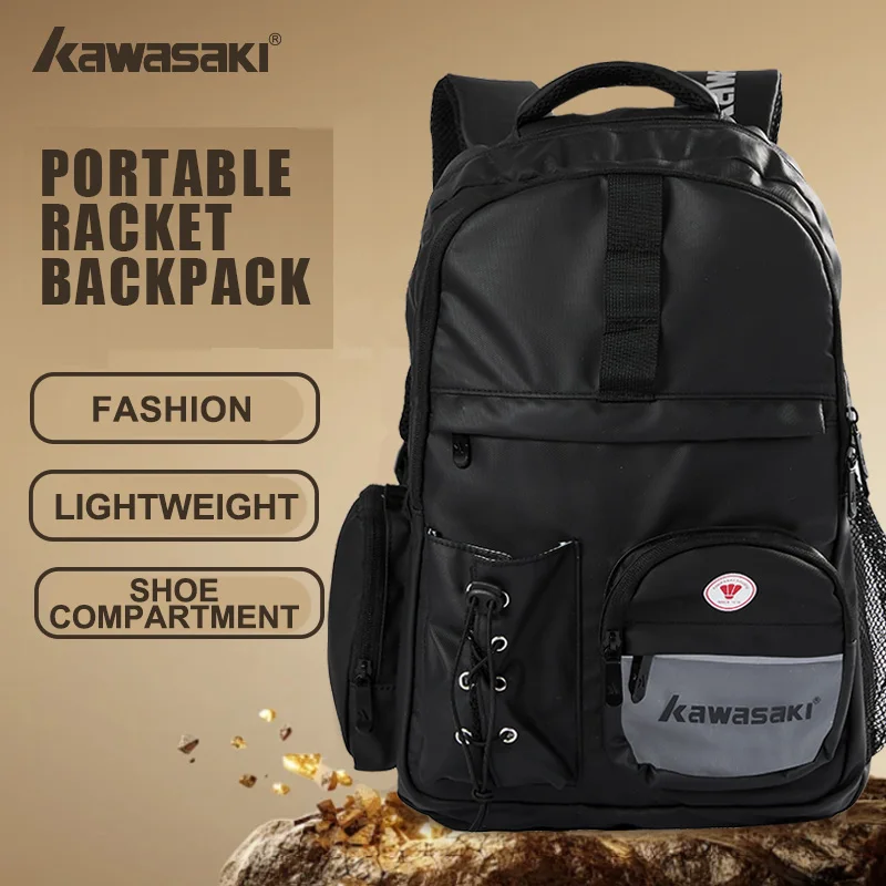 Kawasaki 2025 Brand New Tennis Bag Backpack Fashionable Lightweight Badminton Bag with Independent Shoe Compartmen K2G00-C8245