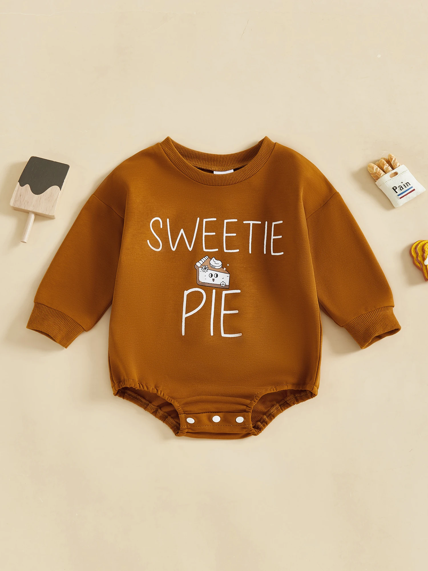 

Infant Unisex Turkey Print Romper Autumn Stylish Round Neck Long Sleeve Bodysuit for Thanksgiving Celebration