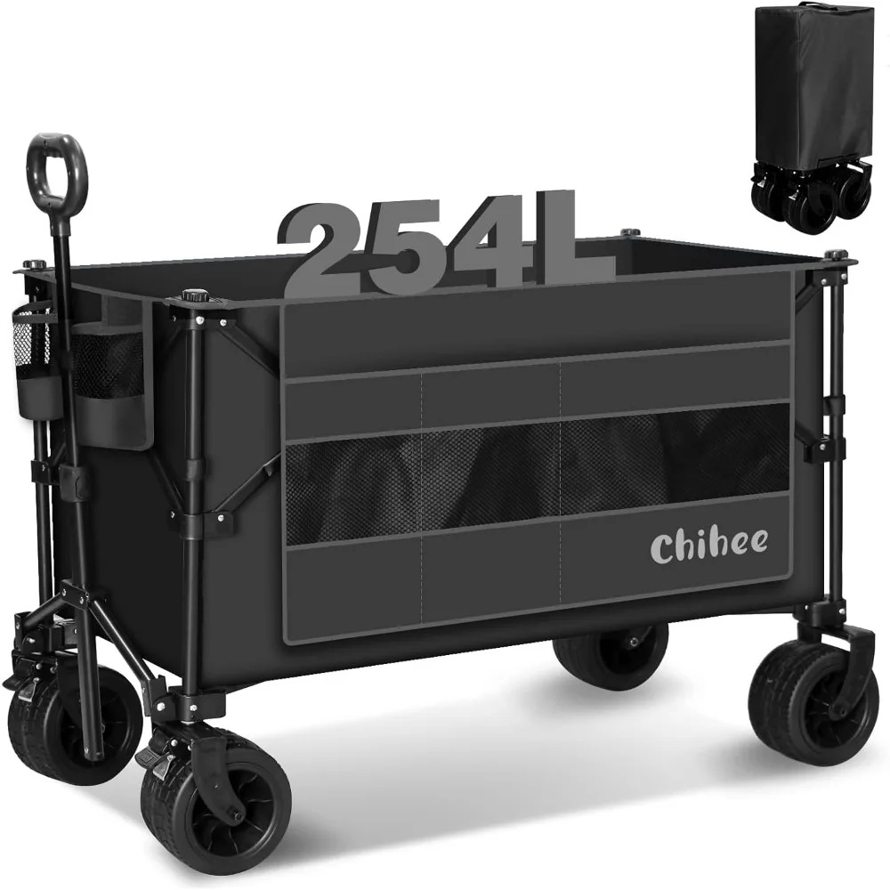 

Garden Cart Collapsible Outdoor Utility Wagon Cart,Folding Beach Cart Oversized Capacity 254L,Heavy Duty Portable Wagon A