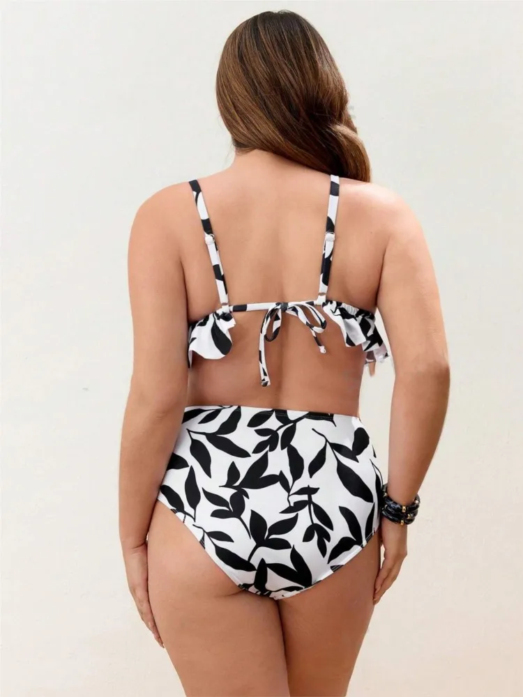 L-4XL Plus Size High Waist Bikini Women's Push Up Large Size 3XL 4XL Swimsuit Summer Mujer Tummy Control Swimwear Bikini Sets 2