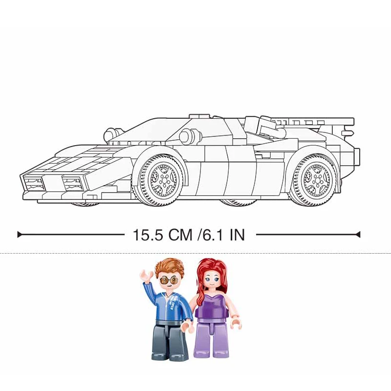 Slubanクラシックレトロスポーツ車キャデラックミラー流星ゴーストバスターズECTO-1ビルディングブロックレンガ10274キット子供の街フィギュア玩具