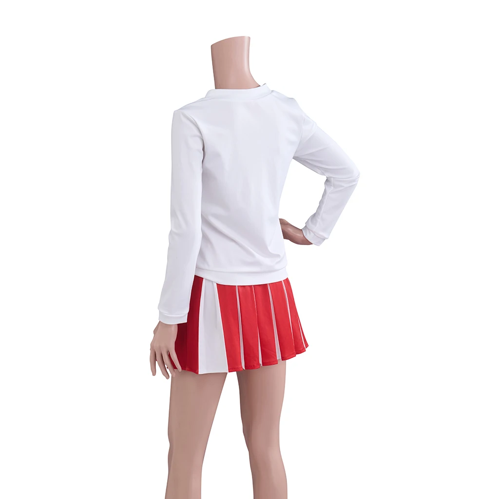 Betty Nerd Cheerleader Uniform Women Movie Character Cosplay Costume V-Neck Letter A Long Sleeve Top Red Pleated Skirt Outfits - view 4