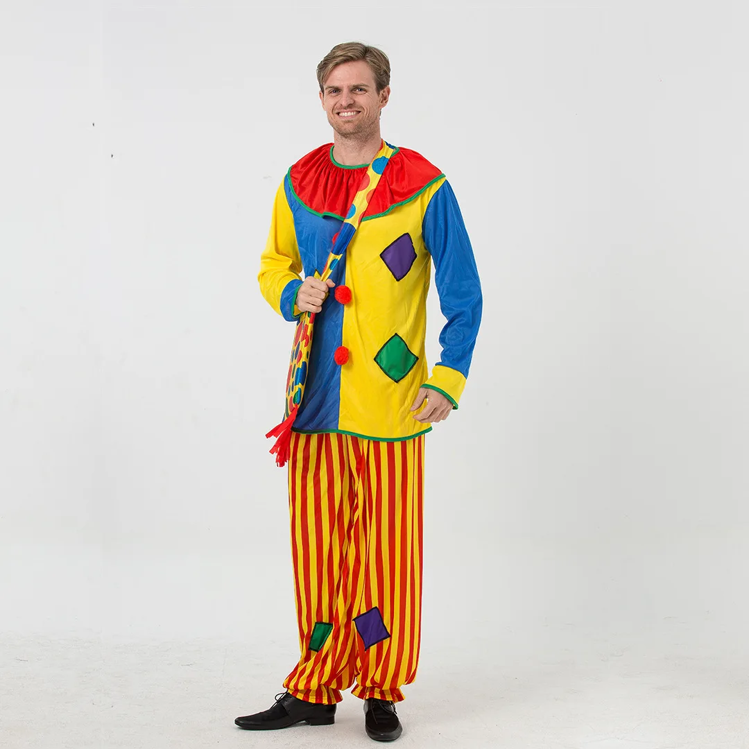 

Adult Jumpsuit Clown Cosplay Costume Stage Performance Suit Carnival Fiesta Circus Party Clown Clothing 3Pcs Set Role-playing