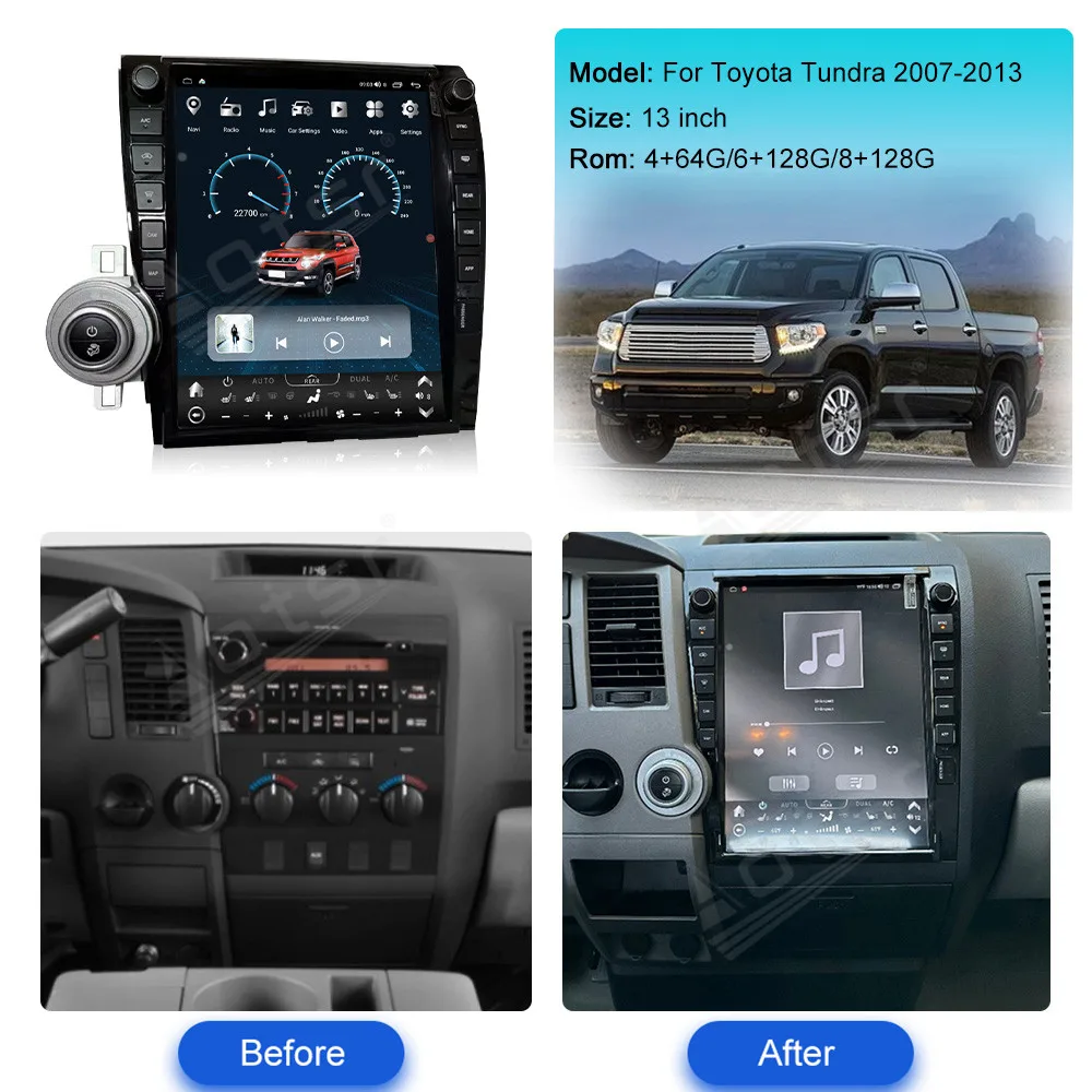 

Автомобильный радиоприемник 13 дюймов для Toyota Tundra Sequoia 2007 2008 2009 2010 2011 2012 2013 мультимедийный видеоплеер стерео Авто GPS навигация 4G