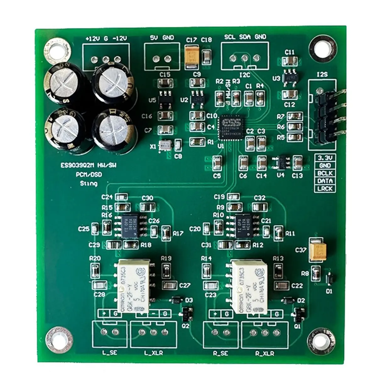 ES9039q2m+Opa1612 Board I2S Input Soft Control Interface Supports Single-Ended and Balanced Output