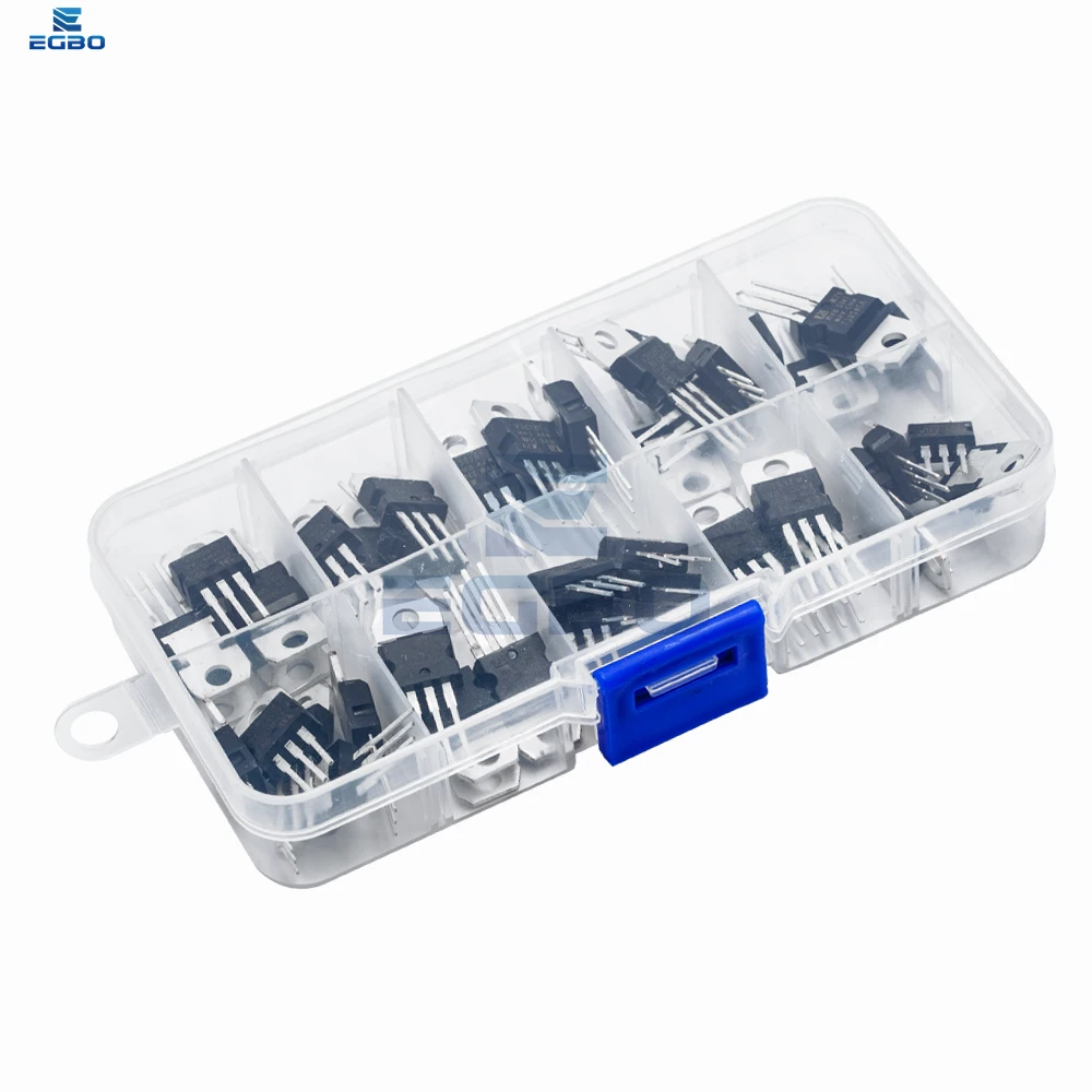 50PCS 10피스 전압 조정기 IC, TO-220 패키지 선형 조정기(LM317T, L7805CV, L7806, L7808, L7809, L7810, L781 포함)
