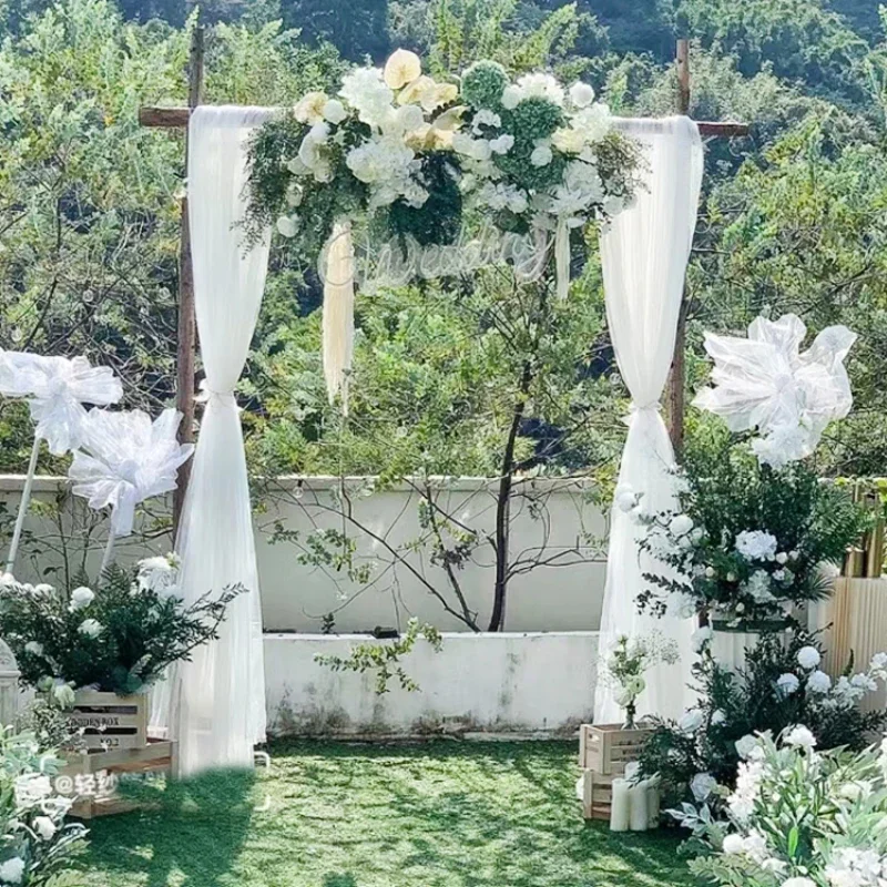 

Mori Outdoor Lawn Wedding Decoration Wooden Stake Gate Happiness Gate Wedding Stage Background Arch