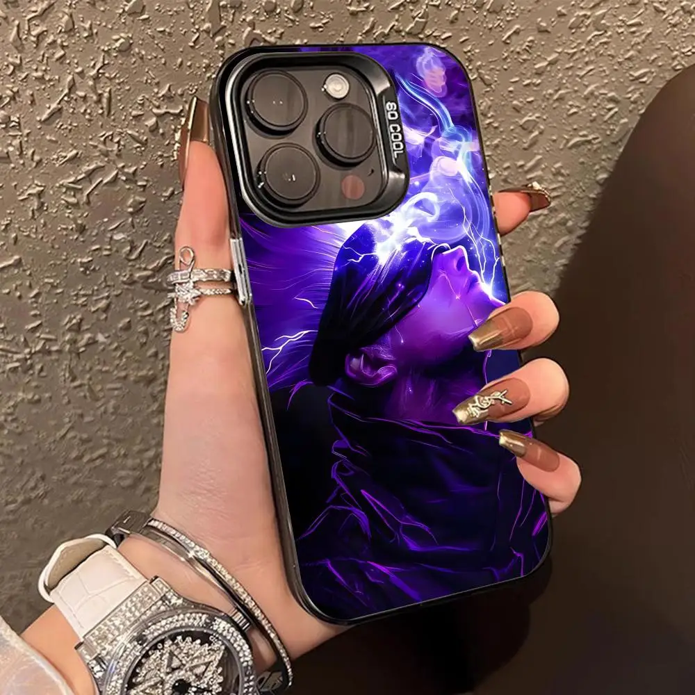 Jujutsu Kaisen النيون قضية الهاتف المحمول آيفون 17 16 15 14 13 12 11 X XR XS 8 7 برو ماكس زائد غطاء ملون شفاف فاخر