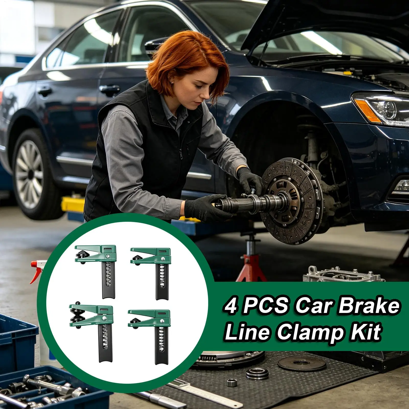 Brake Line Plug 4 Pieces Spring-Loaded Locking Clips Fluid Pipe Tool Hose Clamp Pliers For Garage Workshop Home Automotive