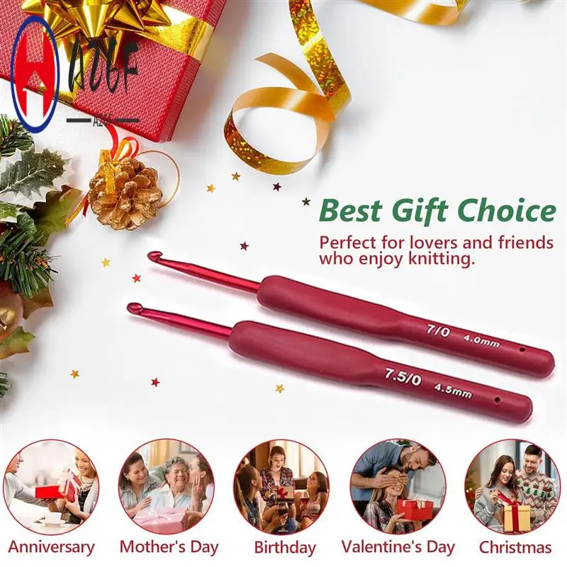 

A26F-32 Набор крючков для вязания крючком, эргономичные крючки с футляром для рук при артрите, удлиненные иглы для вязания крючком, крючком