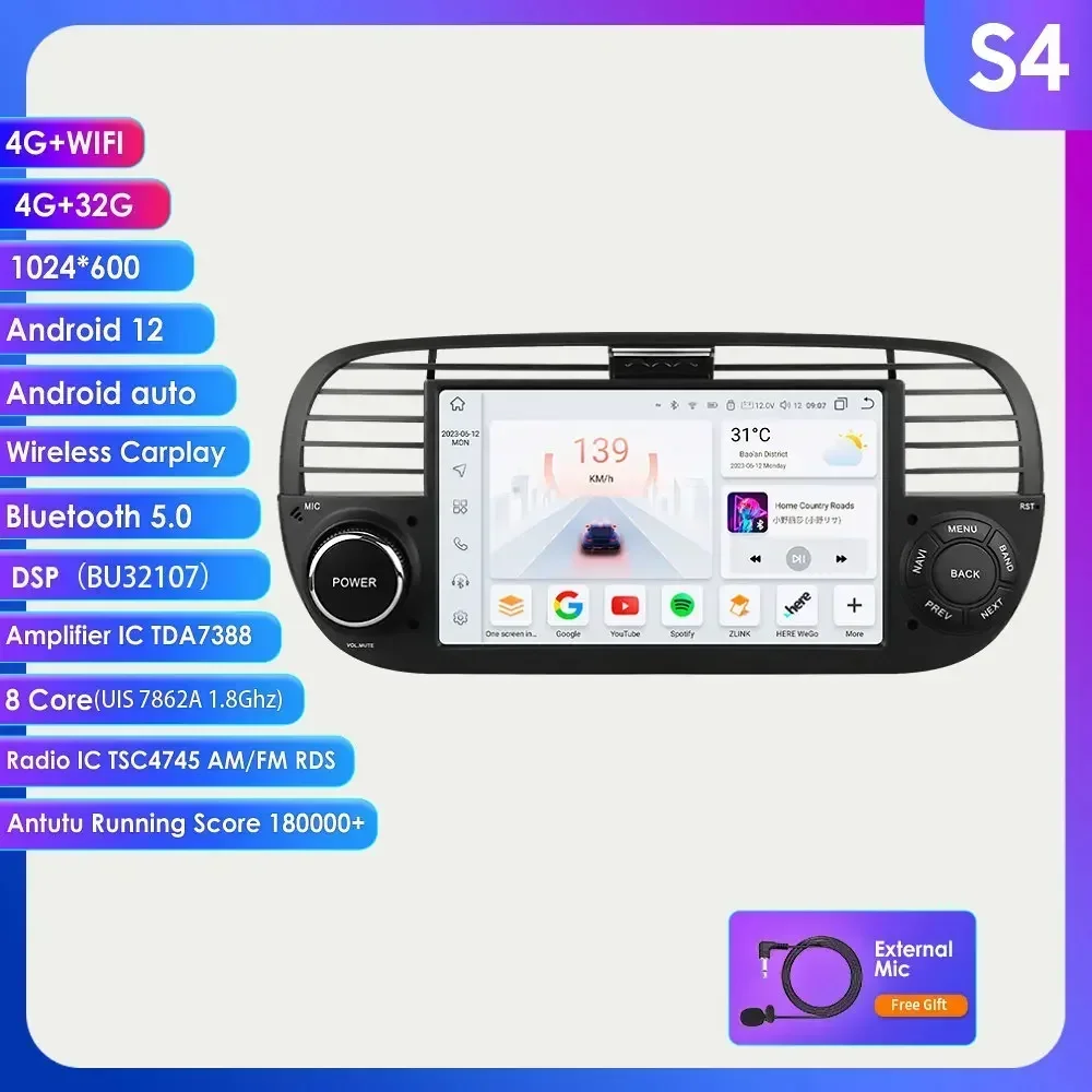 7862 1 Din Android Autoradio Speler voor FIAT 500 2007-2015 Auto Multimedia Stereo Carplay GPS Video Audio 7 inch Auto Autoradio