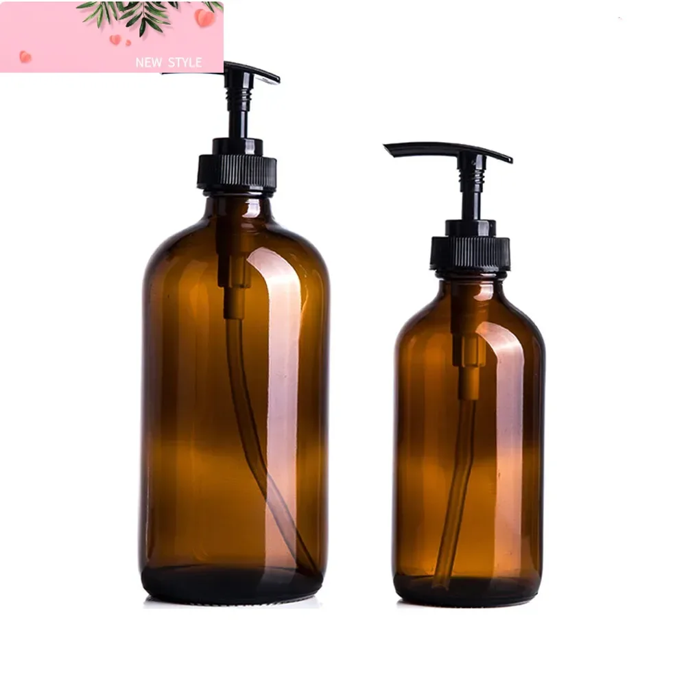 

Brown Glass Soap Dispenser, 240ml 480ml, Bathroom Hand Washing Shampoo Bottles, Kitchen Detergent Liquid Empty Refill Bottle