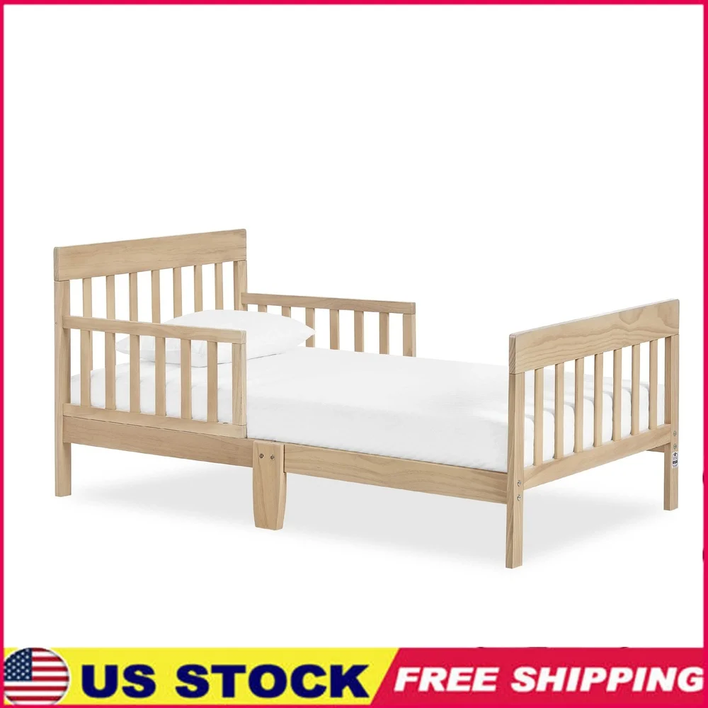 

Toddler Bed Wooden Vintage White Oak Certified Safe Sturdy Charming Rustic Design Easy Maintenance 1 to 5 Years Old