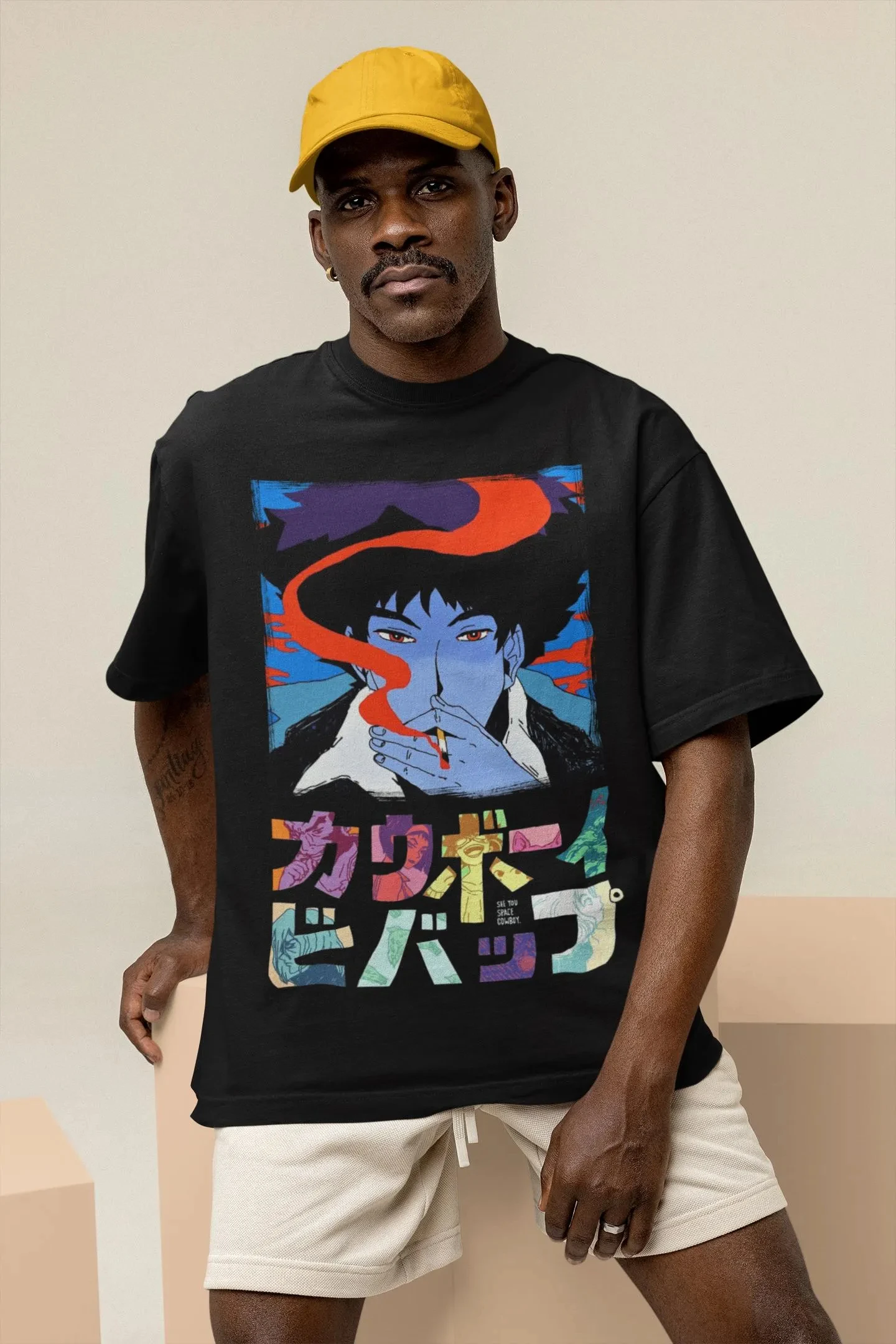 Camiseta Retro de Spike Spiegel, Camiseta de Anime Cowboy Bebop, Camiseta Holgada y Transpirable para Hombre y Mujer
