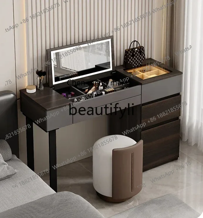 D178   Italian flip dresser light luxury high-end bedroom two-in-one desk hidden mirror