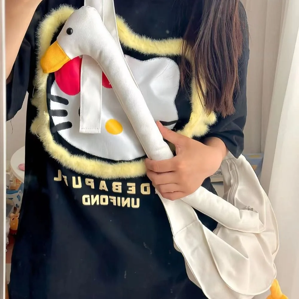 

Casual Zipper Big Goose Bag Diagonal Solid Color Cute Duck Crossbody Bag Canvas Large Capacity Shoulder Bags Girls