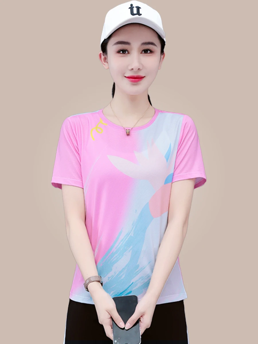 

Moisture ng Ice Silk Sports T-irt Women's Summer New Sle Casual ort Sve Top Breathable Tennis Outfit Mom's Choice