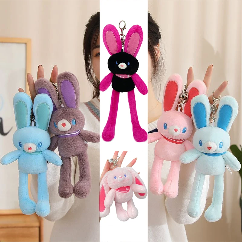 Porte-clés lapin en peluche, Tirer l'oreille, Côtelé, Jouets Penedant, Oreiller d'instituts souligné, Cadeau d'anniversaire