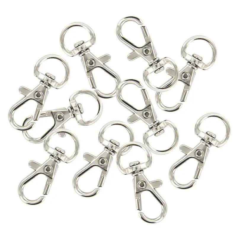 ABJN-300Pcs Swivel Carabiners Keychain Silver Color