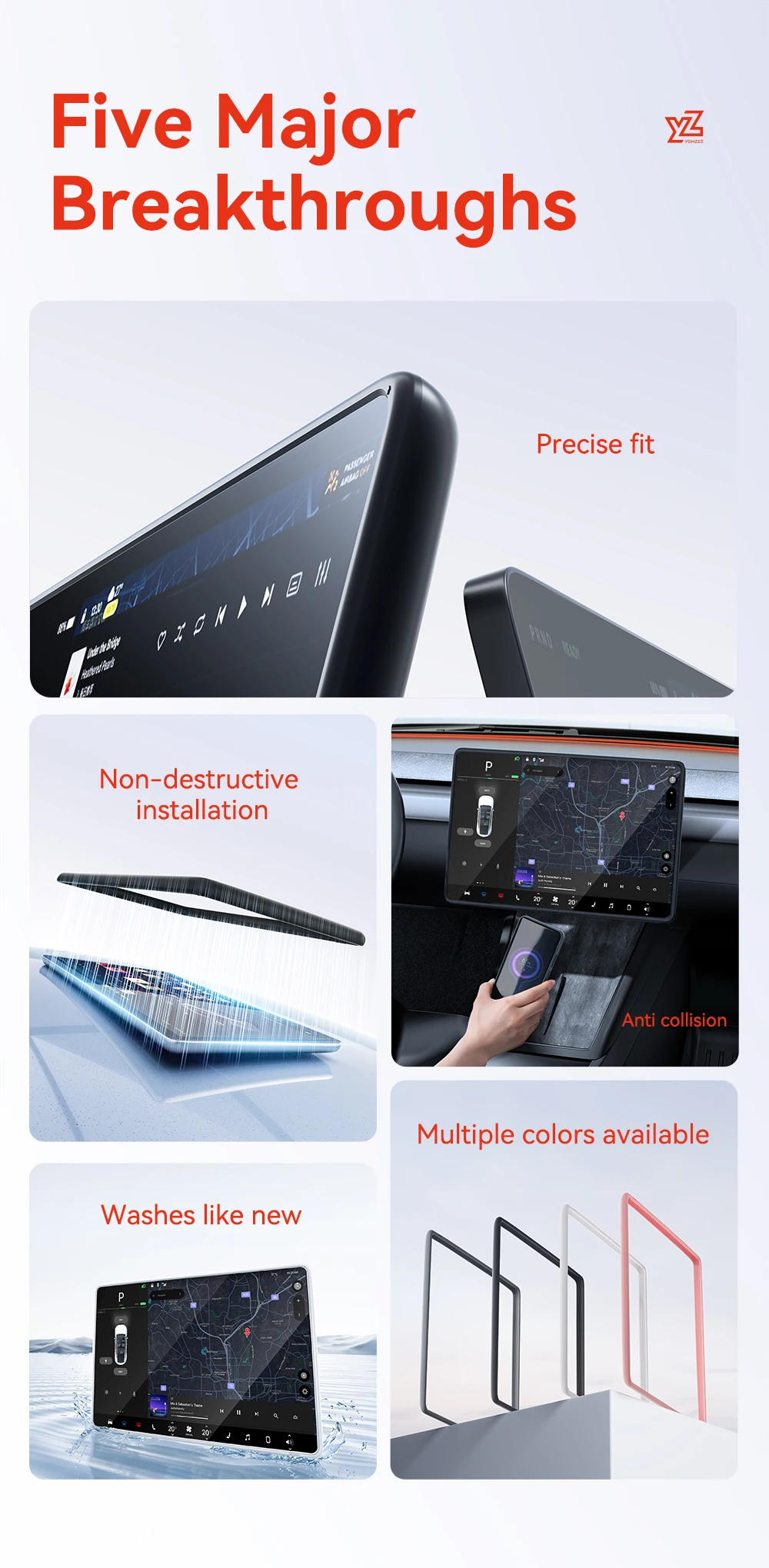 YZ Für Tesla Model 3 Y/YL Highland Juniper 2021-2026 TPU Schutzabdeckung Zentrales Steuerungsdisplay Navigationsbildschirm-Schutzfolie – Detail 5