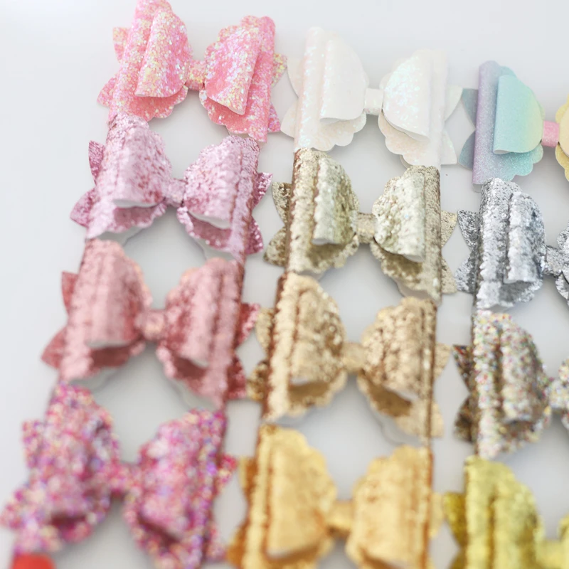 2PCS 80*67mm Wave Butterfly Shape Glitter Sequins Bow For DIY Handmade Accessories Hairband Hairpin Hat Shoes Sewing Applique