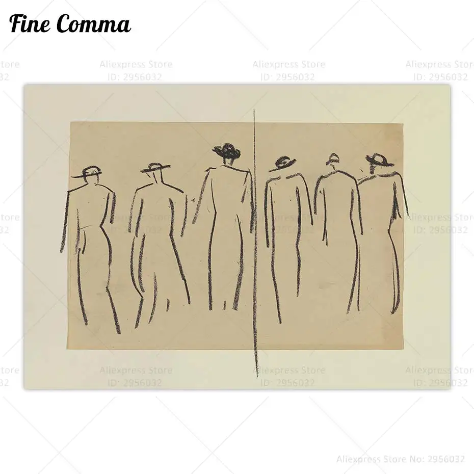Vintage Fashion Design Figure Model Sketch Wall Art Canvas Print Poster French Painting Draw Replica Farmhouse Home Decor Gift