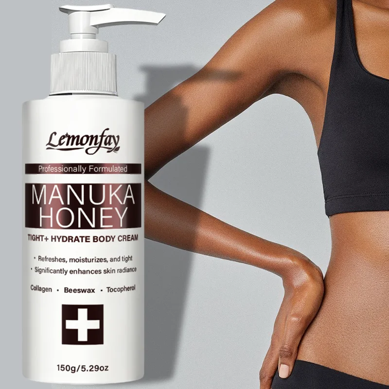 Lemonfay Manuka-Honig Straffende+Feuchtigkeitsspendende Körpercreme, Kollagen & Bienenwachs Feuchtigkeitspflege für Strahlende & Feste Haut