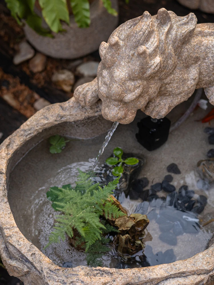 

Декоративный уличный водопад для двора с прудом, искусственный каменный резервуар с дизайном в виде цветка лотоса, пруд для разведения рыб