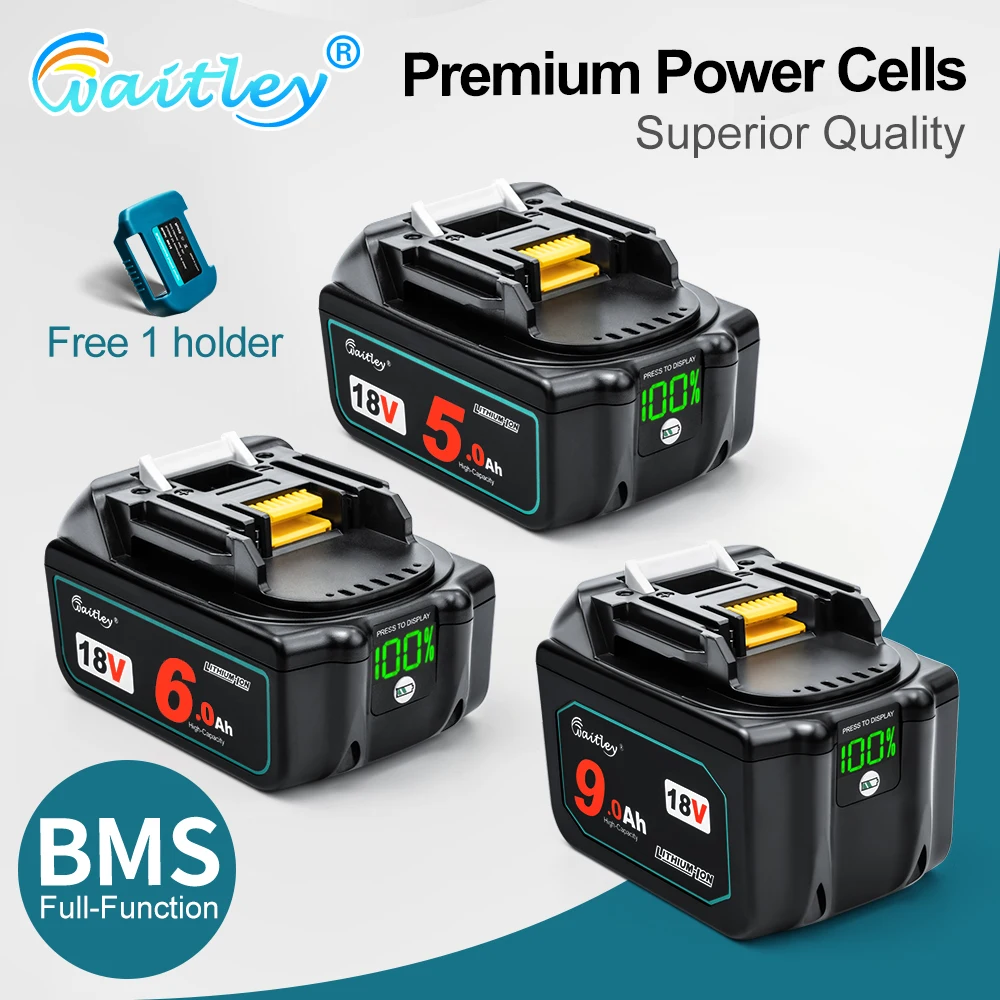 Batteria ricaricabile agli ioni di litio Waitley 18V 6.0Ah BL1860b per utensili elettrici Makita 18 Volt BL1860 BL1830b BL1850b BL1840 6Ah
