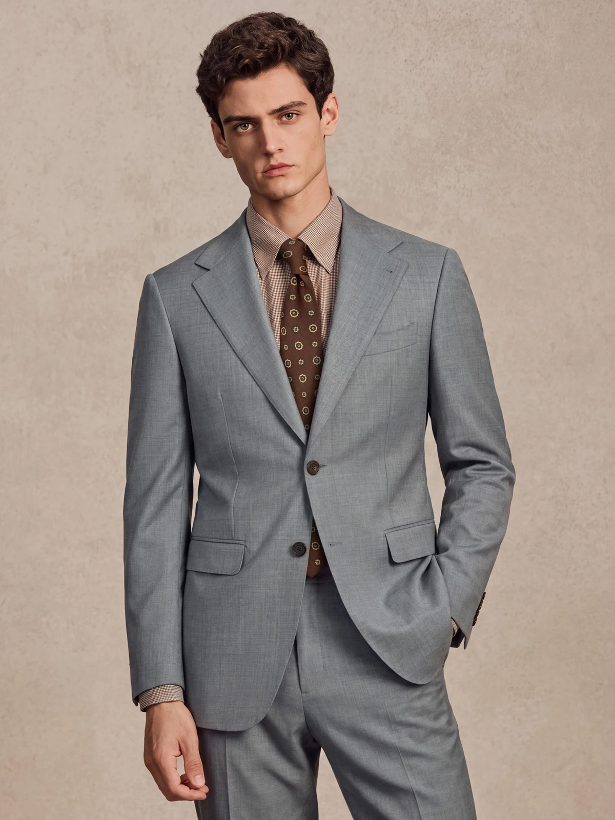 Men's Machine Washable 70% Wool 5% Silk Suit – Light Grey Formal Business Tuxedo for Wedding, 2 Piece Blazer Set for Fall 2026