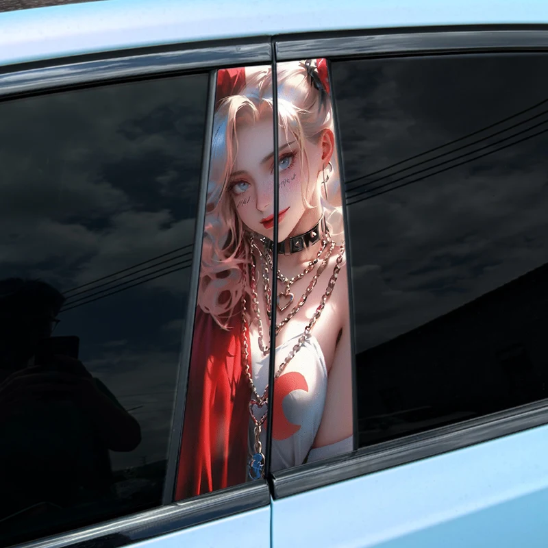 1/2pcs Joker Lady Car Stickers Auto B Pillar Waterproof Decoration Cover Scratches DIY Car Doors Pillar Sunscreen Vinyl Decals view 3