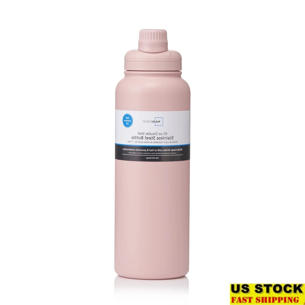 

Изолированная бутылка для воды из нержавеющей стали, 40 унций, герметичная крышка, матовое порошковое покрытие, бутылка для вакуумной гидратации с двойными стенками