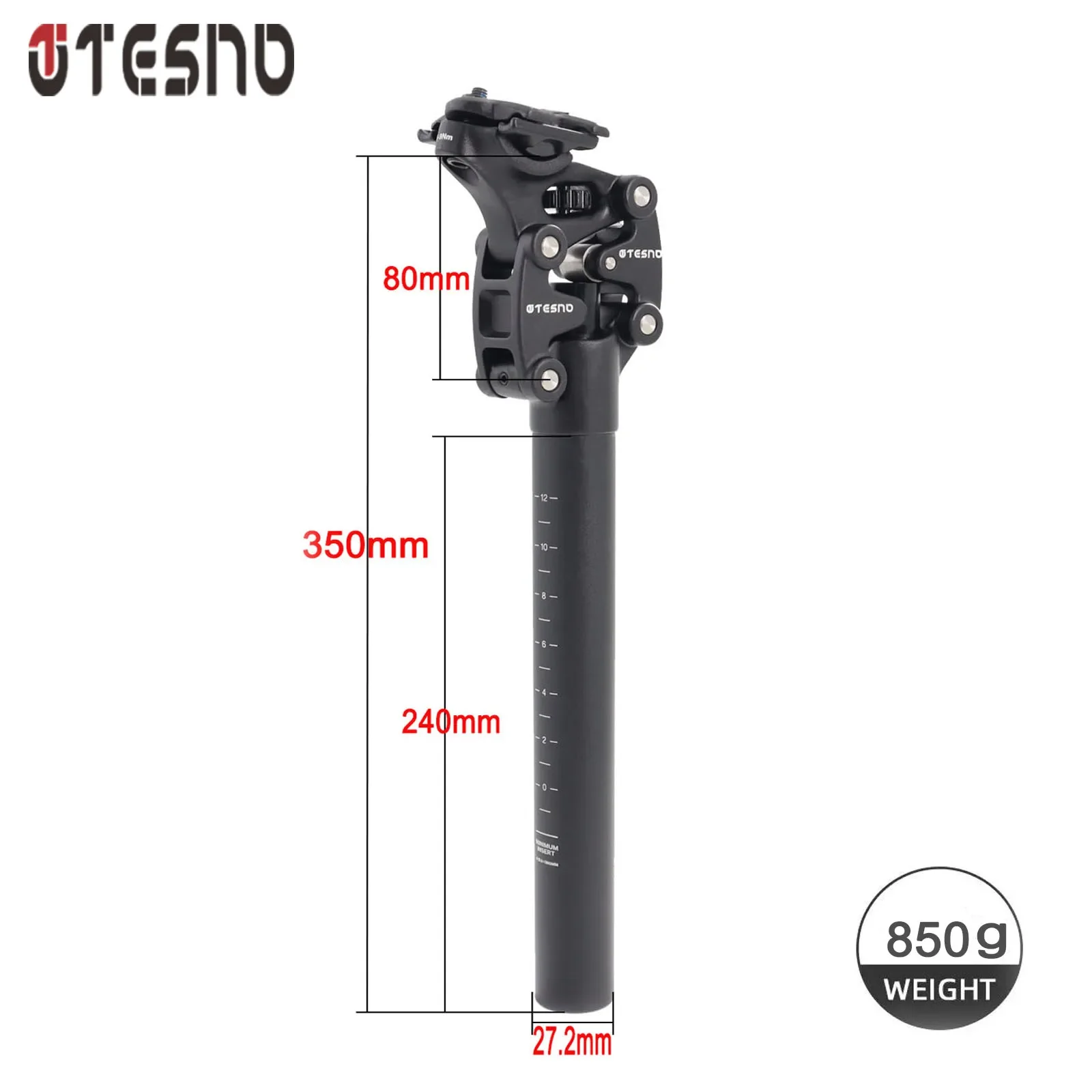 TESNO Fiets Zadelpen Met Schokdemper 27.2/30.9/31.6mm Mtb Fiets Zadelpen Schorsing Vier Link Fiets Zadelbuis 350mm