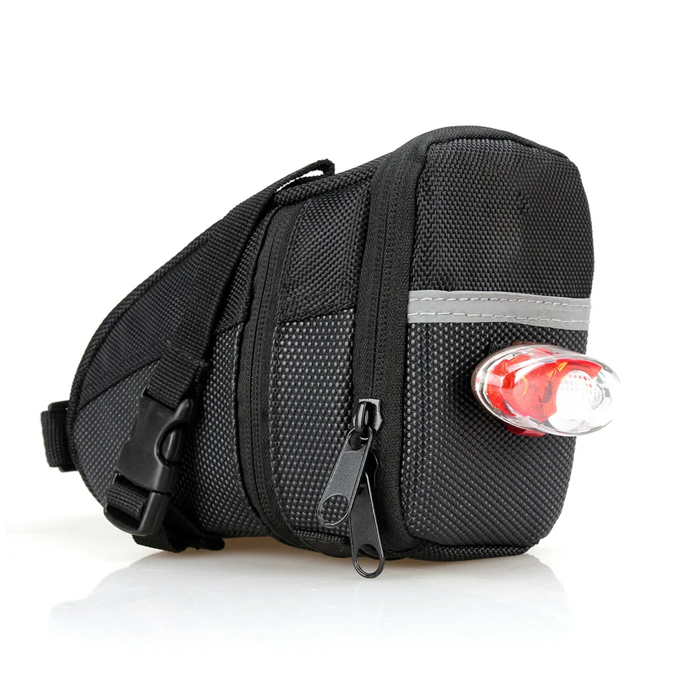 

Bike Saddle Bag Waterproof Shockproof Cycling Seat Storage Pouch With Reflective Rear Light For Mountain Road Bicycle