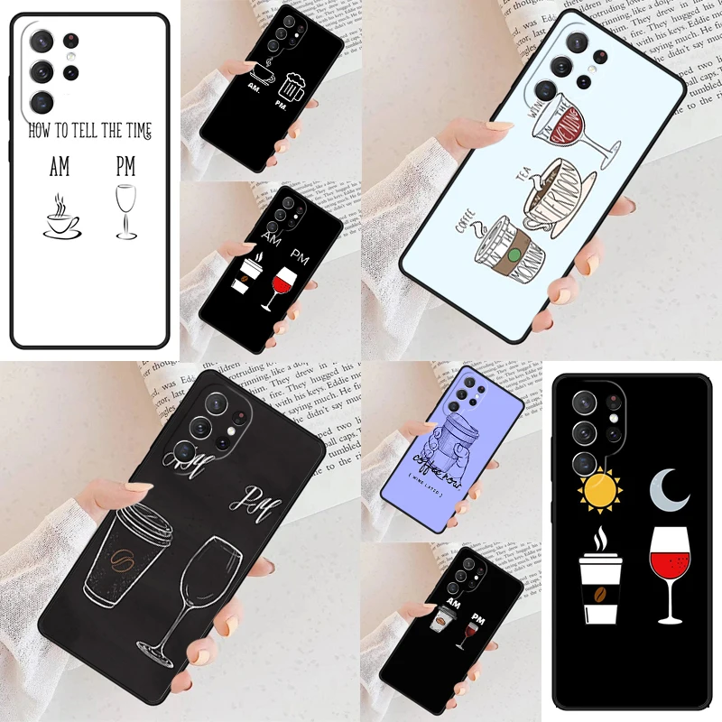 Coffee Wine Cup Cell Phone Case for Samsung Galaxy S26 Ultra S25 S24 S23 S22 S21 S20 Note10 Cover