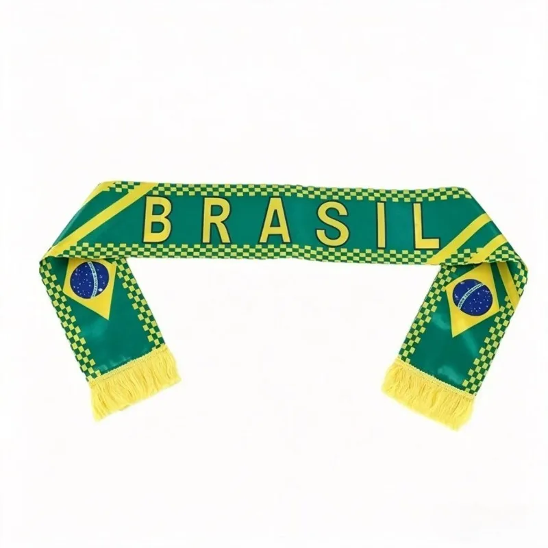 Syal Sepak Bola Tim Nasional Brasil Syal Bendera Brasil Syal Rajut Hangat untuk Penggemar