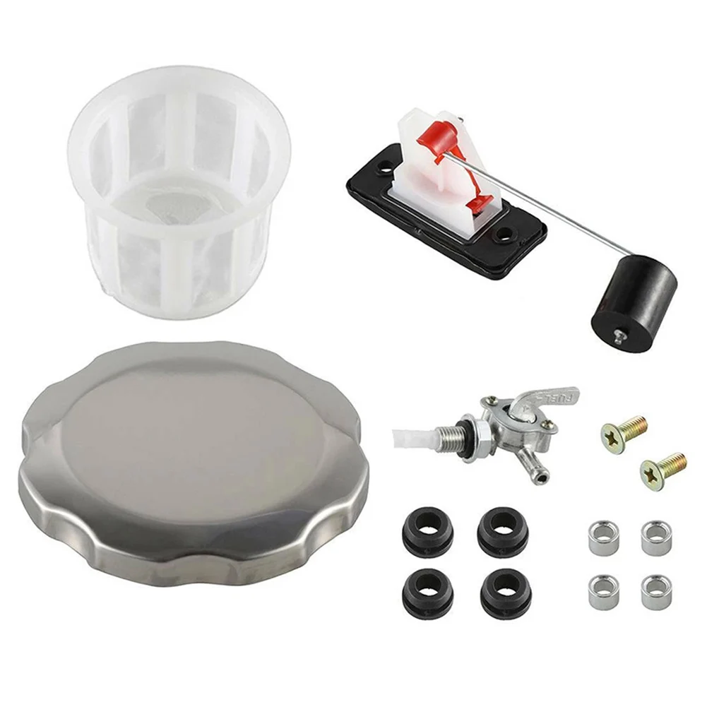 Secondary Fuel Tank Accessory with Petcock Filter Drain Valve and Gauge Cap Compatible with Fuel Powered Equipment