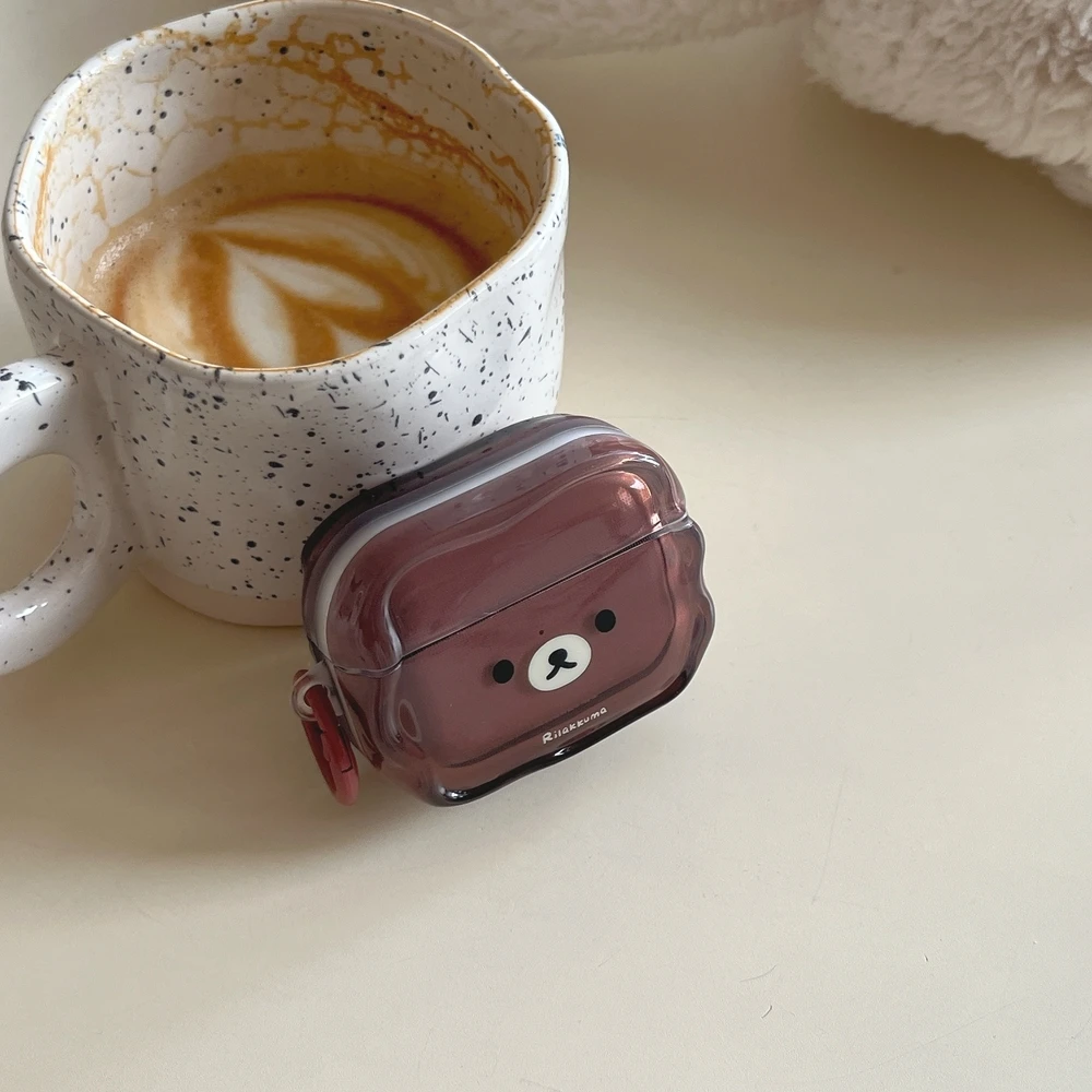 Cute Cartoon Rilakkuma Bear Earphone Case For Airpods 4 Pro 3 2 1 Wireless Bluetooth Headset Protective Cover With Keychain view 6