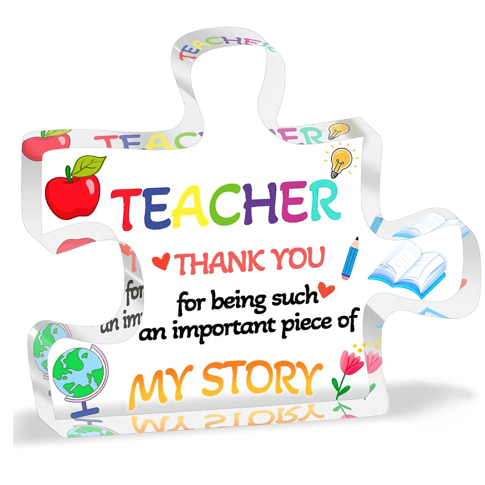 Unique Design Teacher Appreciation Gift , Thank You Engraved Acrylic Block Teacher Gift Paperweights , Cute Student Teacher