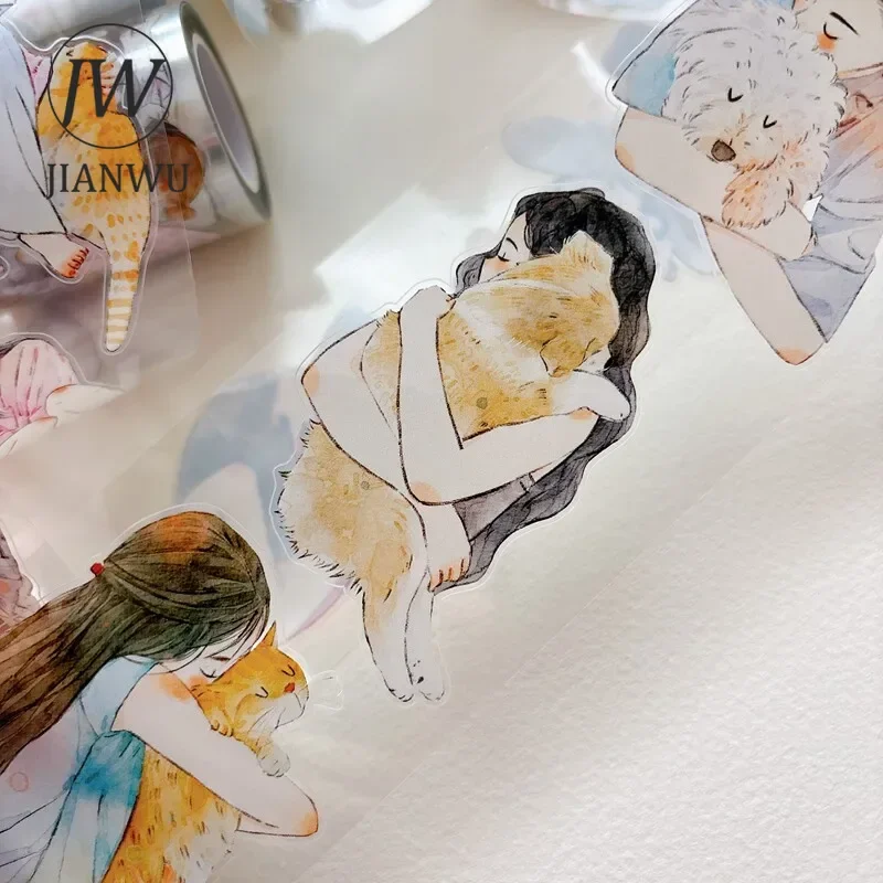 jianwu-60mm-10m-cute-pets-girl-character-landscape-material-collage-scrapbooking-pet-tape-creative-diy-journal-stationery