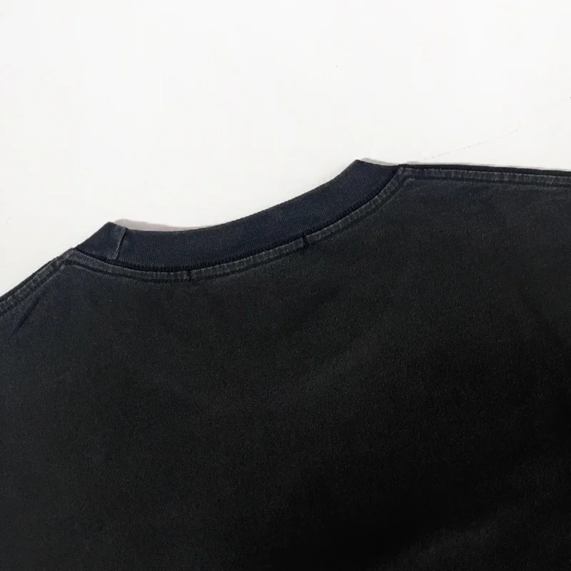 26SS الرجال النساء للجنسين الرسومات شعار طباعة RRR 123 تي شيرت أعلى جودة القطن خمر غسلها الأسود المتضخم RRR123 تي شيرت العلامة