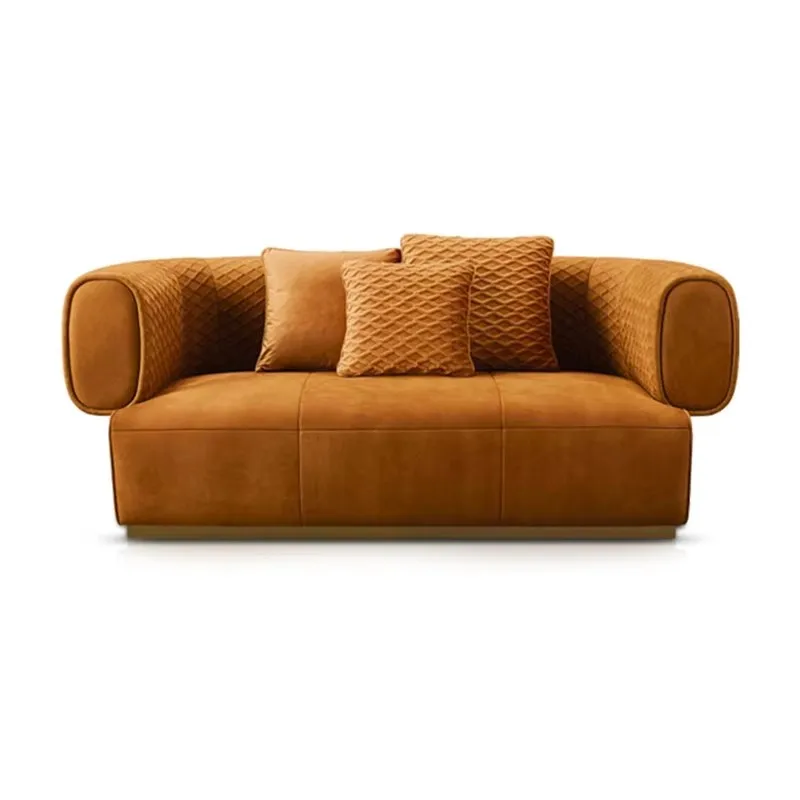 *Italian Light Luxury Modular Wood Velvet Sofa Set Multi - Seat Solid Color Long Design Home Villa Furniture