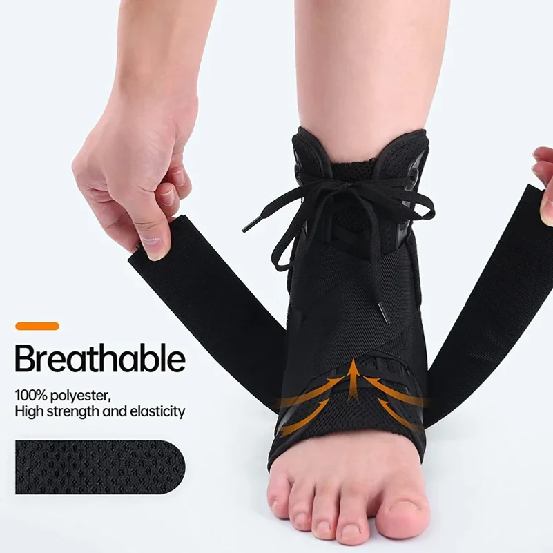 2Pcs Ankle Support Brace Adjustable Ankle Wrap Protector Women Men Lace Up Foot Stabilizer for Running Basketball Sports Safety