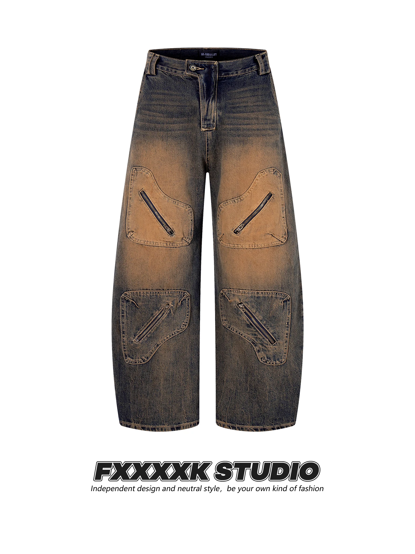 

Джинсы FXK Original American High Street Mud Dye Vintage Dir Sle Workwear, свободные, широкие, длинные, для мужчин и женщин