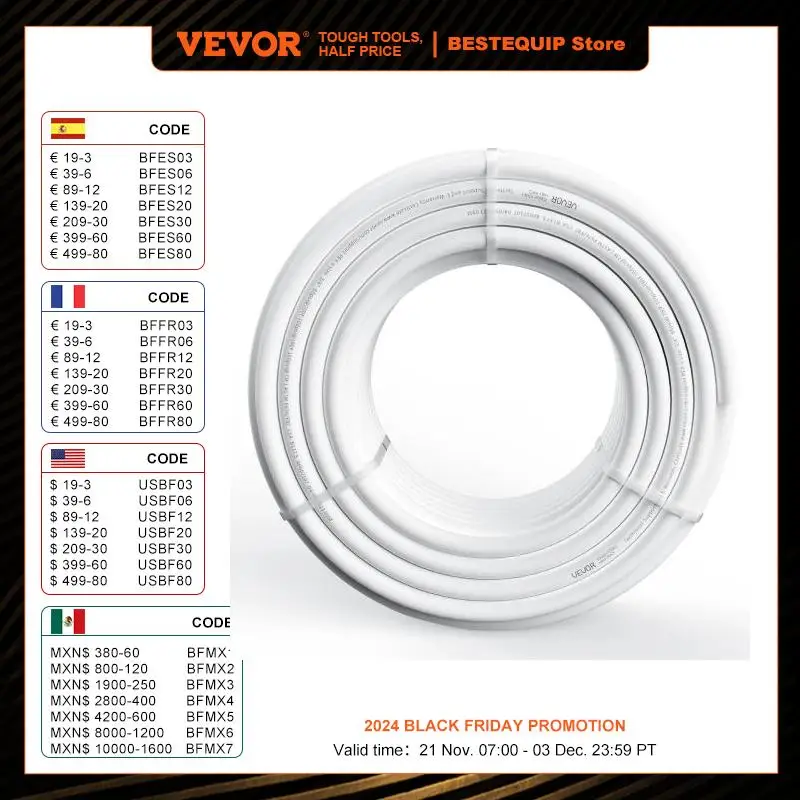 VEVOR PEX Pipe 3/4 Inch 100 Feet Length PEX-A Flexible Pipe Tubing White for Potable Water Pex Water Lines Hot/Cold Water