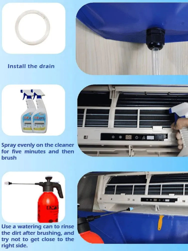 Air Conditioner Cleaning Cover Set Waterproof Wall-mounted Split Air Conditioner Cleaning Cover with Drain Cleaning Set Tools